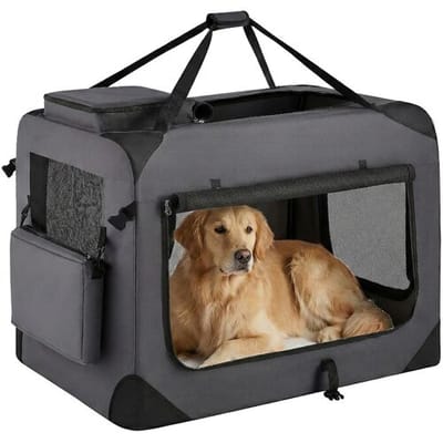 Ochama Opvouwbare Hondenbench 91 x 63 x 63 cm - Oxfordstof - Grijs - Draagbaar - Voor Honden van 23-32 kg