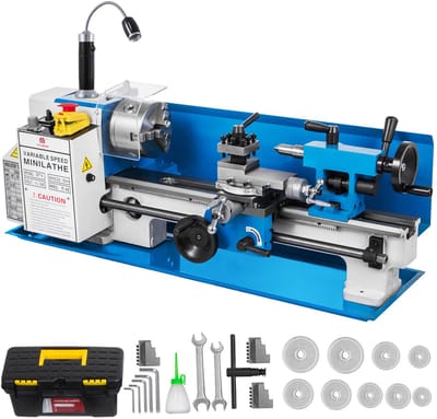 VEVOR Precisie Tafelmodel Mini-metaalfreesmachine, Draaibank 550 W, Draaibankboor met Variabele Snelheid, Draaibank, Nylon Tandwiel met 50-2500 Rpm En Bewegende Lamp