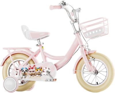 Kinderfiets met zijwieltjes - Loopfiets peuter - Eerste fietservaring - Dubbele remmen - 16 inch - Roze