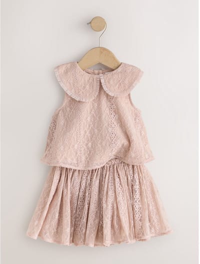 Next - Meisjes - Set van kanten top en rok - Roze