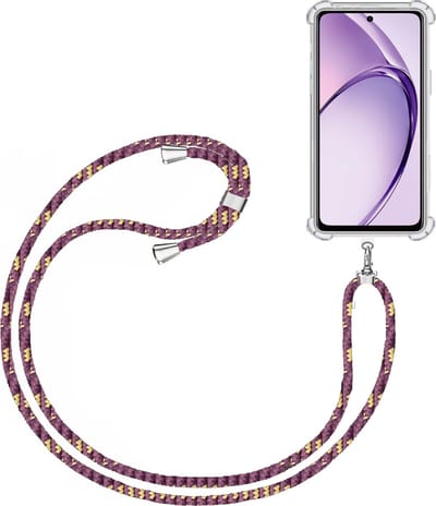 Telefoonkoord + Hoesje Geschikt voor OPPO A60 4G - Lengte Verstelbaar - Telefoonketting - Shock Proof Case - Paars