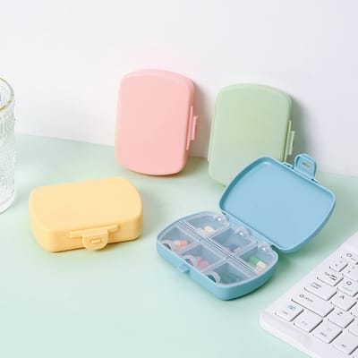 4 Pcs Travel Pill Box Portable Medicine Box with 6 Compartments Pill Box for Carrying Vitamins Fish Oil and Medicine