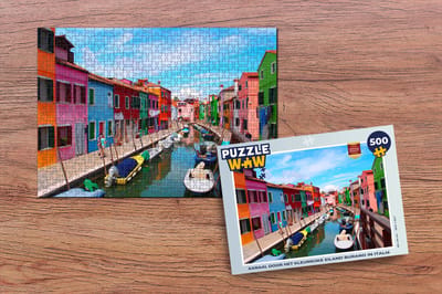 Puzzel Kanaal door het kleurrijke eiland Burano in Italië - Legpuzzel - Puzzel 500 stukjes