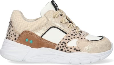 BunniesJR 224341-994 Meisjes Lage Sneakers - Bruin/Beige/Print - Imitatieleer - Veters