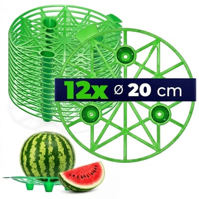 KADAX pompoensteun Ø 20 cm, set van 12 stuks, kunststof meloensteun, meloenhouder, plantensteun voor watermeloen, pompoen en meloen, vruchtensteun
