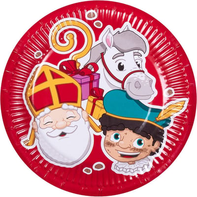 Boland Feestbordjes Sinterklaas 18 Cm Karton Rood 6 Stuks