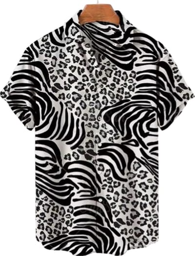 Zebraprint Blouse - Tijgerprint T-shirt - Korte mouwen Shirt - Zebra - Heren
