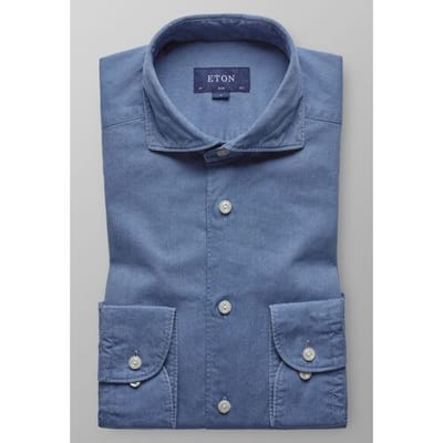 Eton Overhemd Extreme Cutaway Lightweight Denim Avond Blauw / male