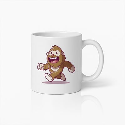 Speelse Bigfoot Cartoon Mok – Leuke Koffiebeker voor Fans van Mythische Wezens & Natuurliefhebbers