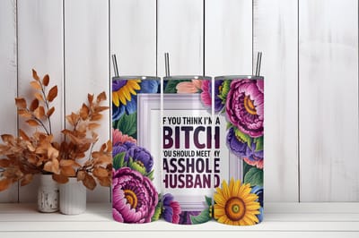 Thermosbeker Bitch Husband - 600 ml RVS Tumbler met Rietje - Cadeau - Schoolbeker - Antilek dop - Vaatwasserbestendig - Werkbeker - To go beker - Zomaar