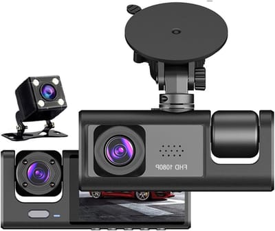 Dashcam 3 Camera's - Auto Recorder - Veilig Rijden Vastleggen - 1080P HD Resolutie - 2 Inch Scherm - Zwart