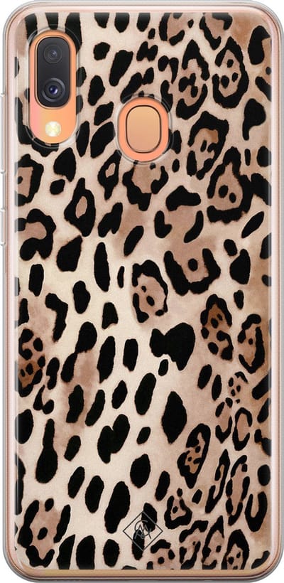 Casimoda® hoesje - Geschikt voor Samsung A40 - Luipaard print bruin - Backcover - Siliconen/TPU - Bruin/beige