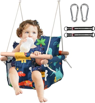 Kinderschommel met kussen, babyschommel voor binnen, houten schommel voor baby's, outdoor, schommel, tuin, peuters, babyschommel, kinderschommel, hout, schommel voor kinderen, indoor,