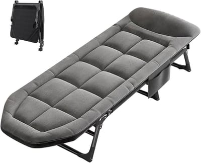 Opvouwbaar campingbed - Ligstoel met matras - Ontspannen buiten - Verstelbare 6 posities - 200 x 70 cm - Grijs