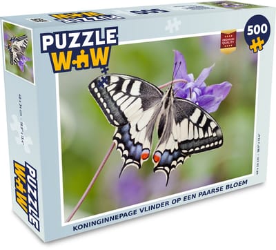 Puzzel Koninginnepage vlinder op een paarse bloem - Legpuzzel - Puzzel 500 stukjes