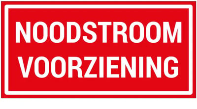 Noodstroomvoorziening sticker | 15 x 7,5 cm