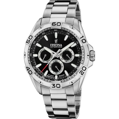 Festina F20623/4 Heren Horloge - Mineraalglas - Roestvrijstaal/Staal - Zilverkleurig - Ø 44.5 mm - Quartz - Vouw/Vlindersluiting - 10 ATM (zwemmen)