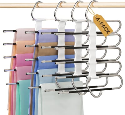 Kledinghanger - 5-in-1 Broekhanger - Kledingkast Organizer - Ruimtebesparende Kledinghangers - Inklapbaar - Functionele - Antislip - Verticaal - Handige Kledinghangers - Kledingrek - voor broeken, spijkerbroeken, sjaals en handdoeken