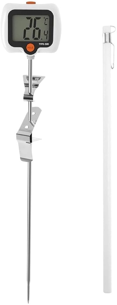 Thermometer - Rotating Screen Probe Temperature Tester, Pot Clip Kitchen Measuring Instrument, Accurate Culinary Heat Monitor | Baking Confectionery, Brewing Projects, Deep Frying