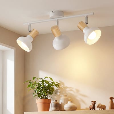 NETTLIFE Opbouwspot 3-lichts – Wit – Vintage Industrieel – Metaal – E14 – 350° Draaibaar – Plafondlamp voor Hal Slaapkamer & Woonkamer – Zonder lamp