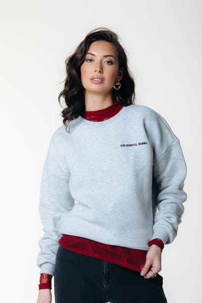 Colourful Rebel CR Round Flower Dropped Shoulder Sweat- M