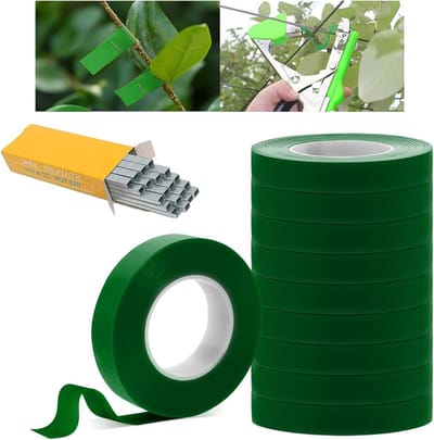 10 Rollen Tuin Tape met 10000 Klemmen, Ideaal voor Tuinieren, Planten Binden en Boom Ondersteuning
