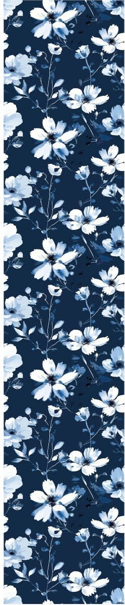 Voorgelijmd vliesbehang - Scandinavisch blauw en wit bloemen - 1 rol van 300x60 cm