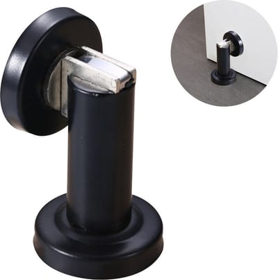 Deurstop - Deurstoppers - magnetische deurstopper - Deurbuffer - zwart - RVS - Voor binnen en buiten - voor wand- en vloermontage