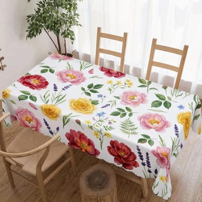 Bloemenpatroon Rechthoekige Tafelkleed voor Tafeldecoraties Keuken Eetkamer Waterdicht Herbruikbaar Tafelkleed voor Tafels Eetkamer 140x140cm