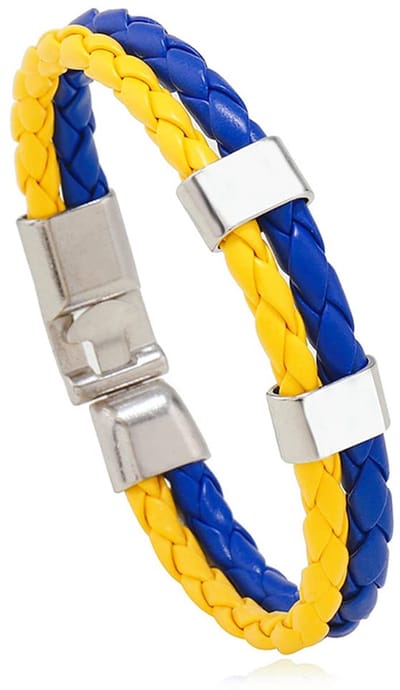 Armband Blauw Geel Kleuren van de Vlag Oekraïne Unisex Armbanden PU Leer jwb340, 22cm, Polyurethaan
