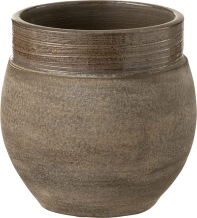 J-Line bloempot Gio - keramiek - bruin - extra small - 2 stuks - Ø 15 cm