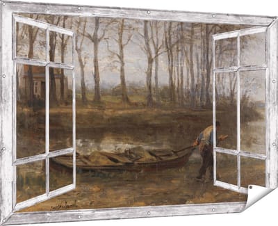 Gards Tuinposter Doorkijk De Zandschipper - Jozef Israëls - 180x120 cm - Tuindoek - Tuindecoratie - Wanddecoratie buiten - Tuinschilderij
