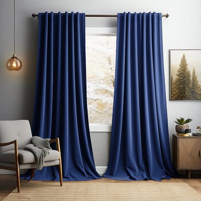 MUPOO Verduisterende Gordijnen Kant en Klaar 2 Stuks - Dicht Fluweel voor Verduistering, Isolatie & Geluidsdemping - Voor Slaapkamer, Kinderkamer en Woonkamer - Eenvoudig op te Hangaan aan Gordijnroede of Rails (Marineblauw, 132x213 cm)