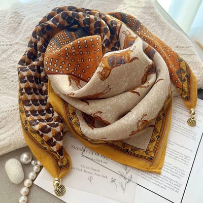 Magnetische sluiting doekjes - 70cm - katoen-linnen halsdoekjes - comfortabele nekwarmer - elegant en veelzijdig te combineren - ook te gebruiken als blouse, sjaal of decoratieve accessoire -Katoen Handdoek - Oranje