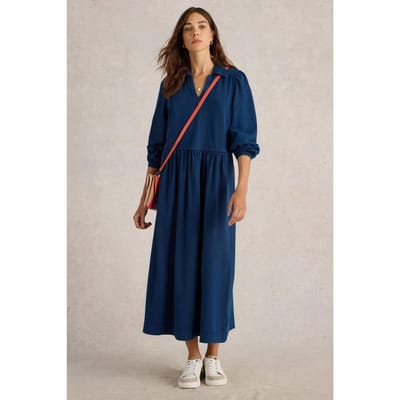 White Stuff Ren Denim Jersey Dress Dark Denim Maat: 6 PETITE | Maxi Jurken Outlet | Dames | Blauw