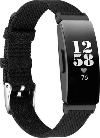 KELERINO. Denim bandje geschikt voor Fitbit Inspire (HR) - Zwart