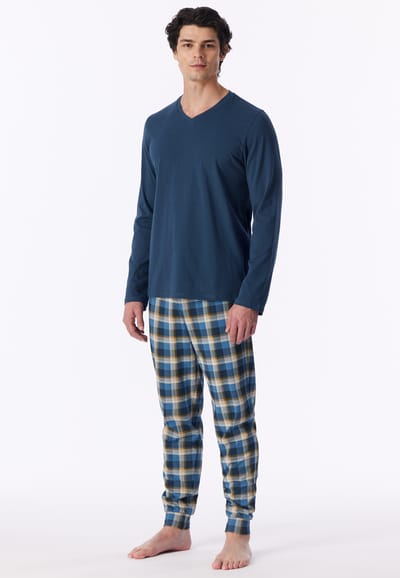 Lange pyjama met manchetten, diepblauw - Casual Essentials 48
