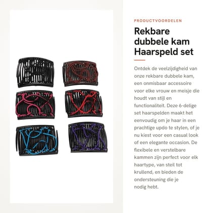 Dailygoods- Haarspeld Verstelbaar - Zijkam - Haarclip - Haaraccessoires - 6-delige Set - Praktisch en Modieus - Haarkam