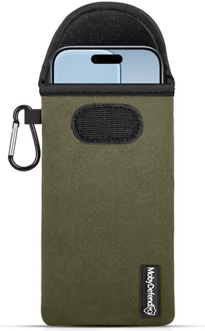 MobyDefend Hoesje - Geschikt voor iPhone Air - Neopreen Pouch Met Karabijnhaak - Insteek - Riemlus - Groen