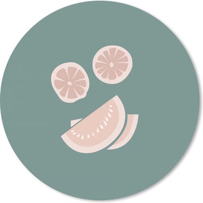 Muismat rond 20x20 cm - Mousepad Zomer - Fruit - Roze - Ronde muismatten