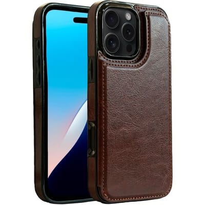 ShieldCase Wallet case geschikt voor de Apple iPhone 16 Pro hoesje - telefoonhoesje met ruimte voor pasjes / briefgeld - kunstlederen back cover - hoesje met pasjeshouder voor briefgeld / bankpas / rijbewijs (bruin)