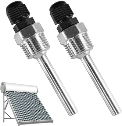 2 x 50 mm roestvrijstalen onderdompelhulzen met schroefdraad voor temperatuursensor, 8 x 50 mm, beschermingselement voor temperatuur, thermische sensorbescherming