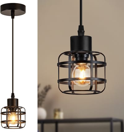 NETTLIFE Hanglamp Zwart 1-lichts - E14 Pendellamp Vintage - Metaal Retro Kronleuchter Höhenverstelbaar - voor Woonkamer & Eetkamer (Zonder Lampen)