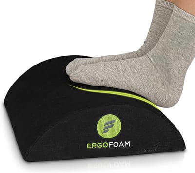 Optimale Voetensteun Bureau - Premium Fluweel Zacht Schuim Voetensteun - Meest Comfortabele Voetenbank ter Wereld voor Lumbale Wervelkolom, Rug, Kniepijn - Voetsteun Schommel (Zwart)