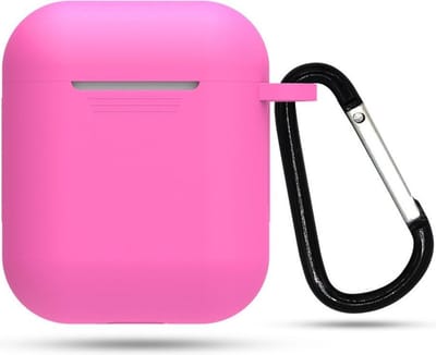 Roze hoesje geschikt voor AirPods - AirPods case - AirPodscase - AirPods hoesje met karabijnhaak - Roze - Siliconen - AirPods 1 & 2 - Geschikt voor Apple AirPods - CHPN