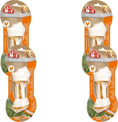 8in1 Delights Kauwknook Kip - Hondensnacks - 4 x Medium
