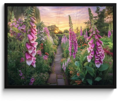 Poster in lijst - Fotolijst 70x50 cm - Posters - Vingerhoedskruid - Bloemen - Tuin - Posterlijst zwart - Decoratie - Wanddecoratie woonkamer - Muurdecoratie slaapkamer