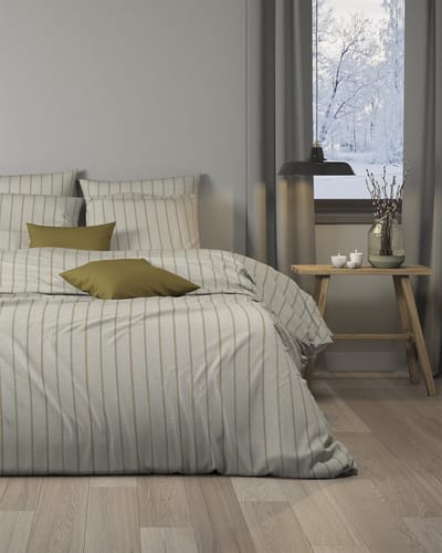 Mistral Home - DEKBEDOVERTREK - katoen renforcé - 140 x 200 cm + 65 x 65 cm - eenpersoons - strepen - beige