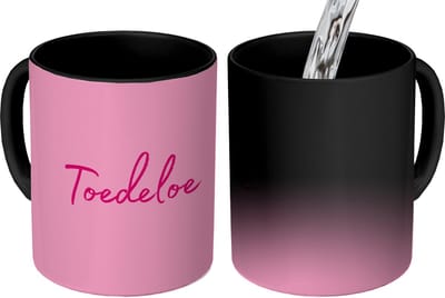 Magische Mok - Foto op Warmte Mokken - Koffiemok - Toedeloe - Roze - Minimalistisch - Magic Mok - Beker - 350 ML - Theemok - Mok met Tekst