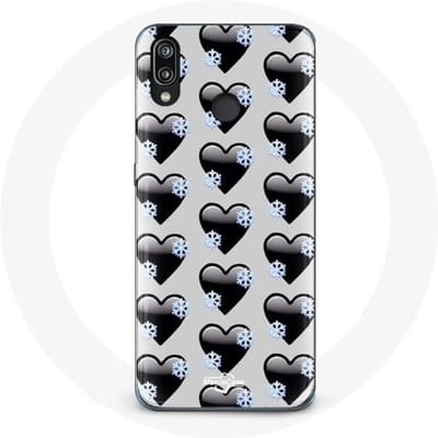Coque pour Huawei P20 Lite Fond de coeurs noirs